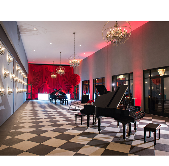 Grand pianos at an event space