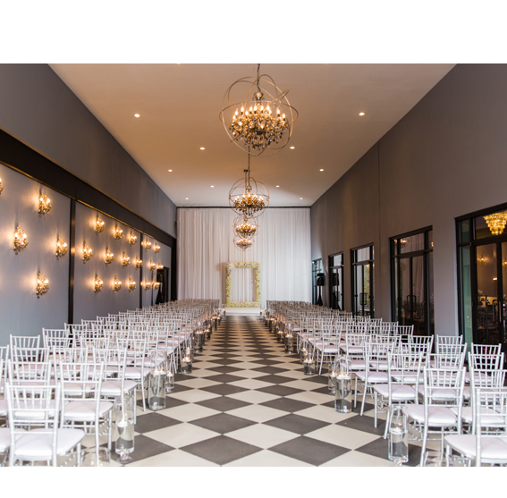 Event hall with chairs set up for a ceremony